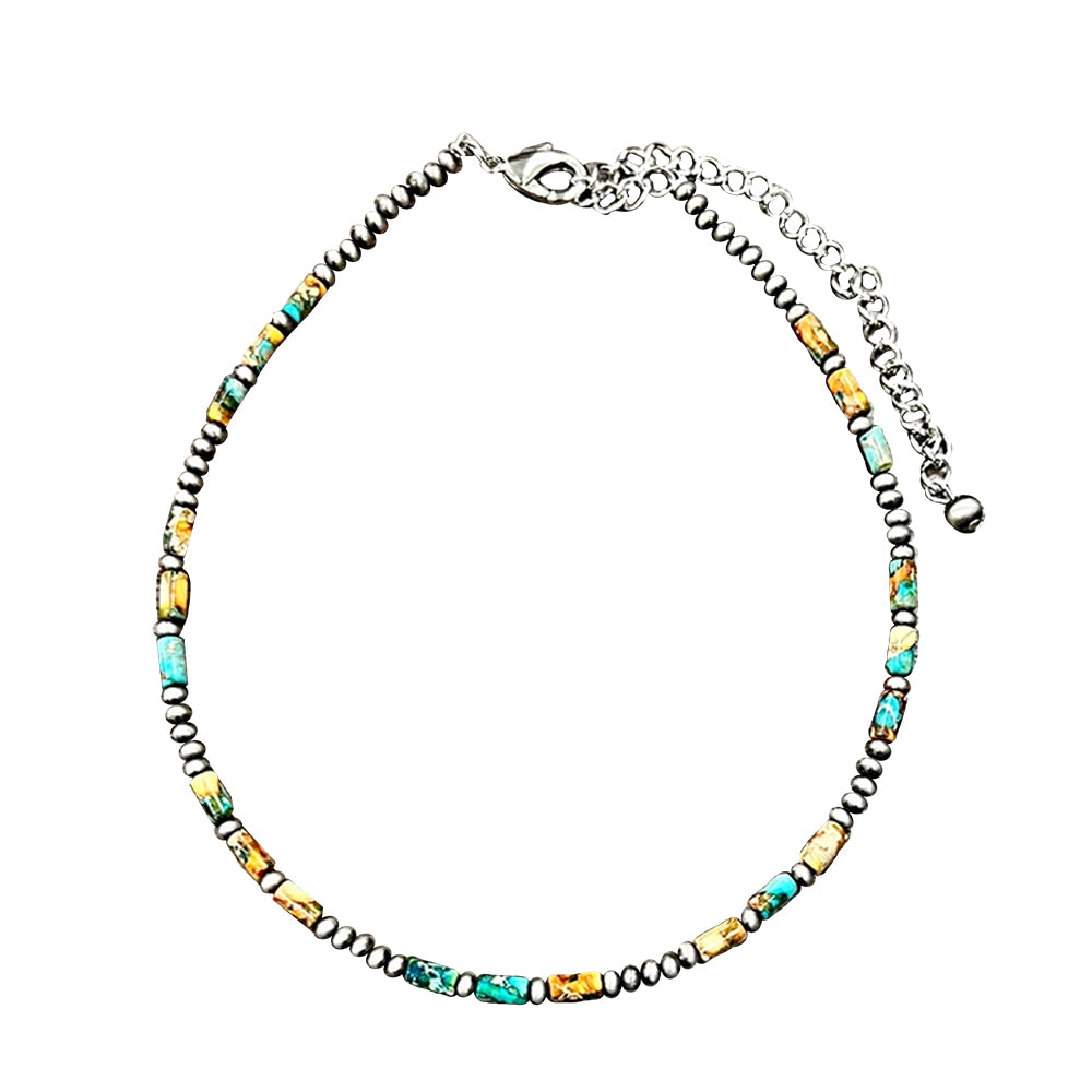 South Texas Tack Apparel Jewelry Cylindrical Faux Navajo Bead and Gemstone Necklace
