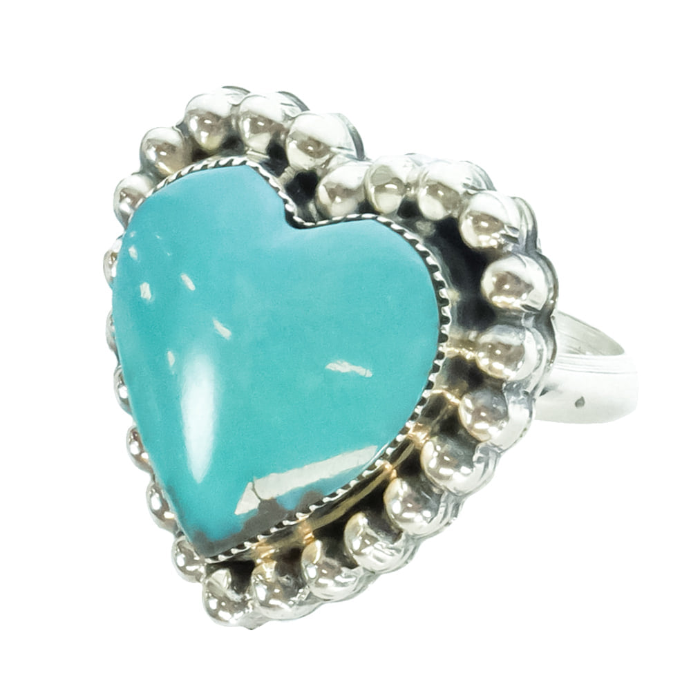 South Texas Tack Apparel Jewelry David Lopez Native American Navajo Sterling Silver Turquoise Heart Ring
