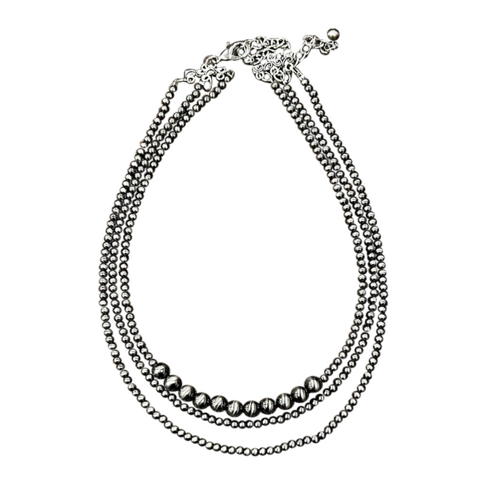 South Texas Tack Apparel Jewelry Faux Polished 3 Strand Navajo Bead Necklace