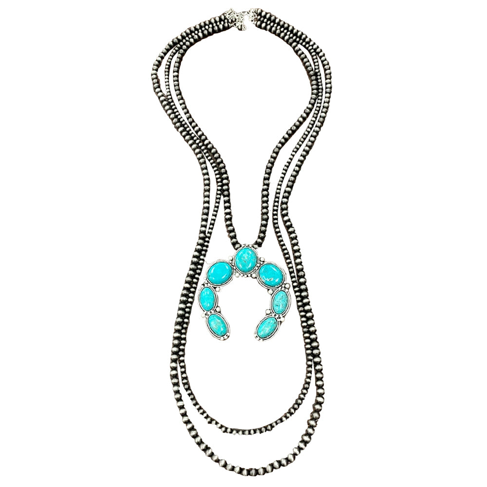 South Texas Tack Apparel Jewelry Faux Squash Naja Turquoise 50" Necklace