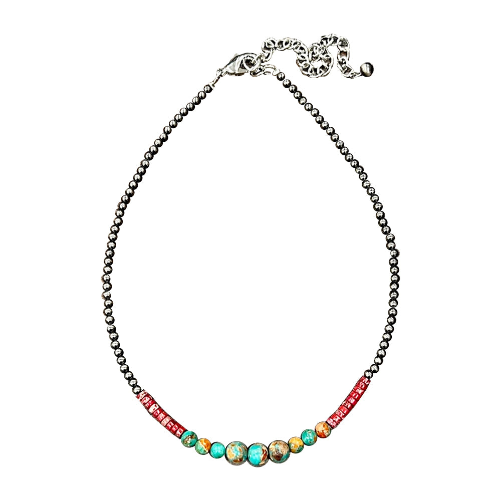 South Texas Tack Apparel Jewelry Gemstone and Faux Navajo Bead Necklace