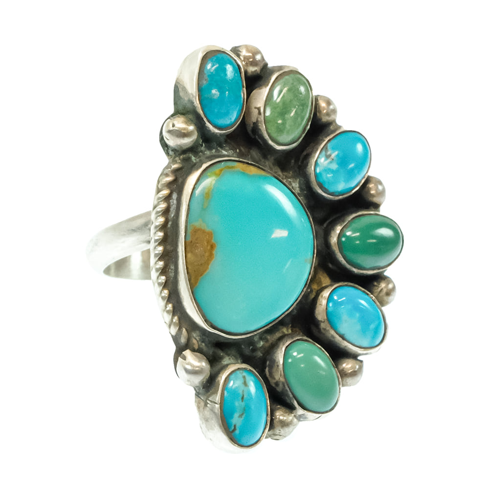South Texas Tack Apparel Jewelry Geraldine James Native America Navajo Kingman Turquoise Sterling Silver Ring
