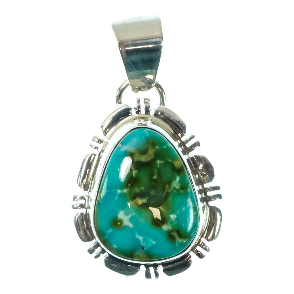 South Texas Tack Apparel Jewelry Gold Turquoise N.J. Sonoran Gold Turquoise Native American Navajo Sterling Silver Pendant