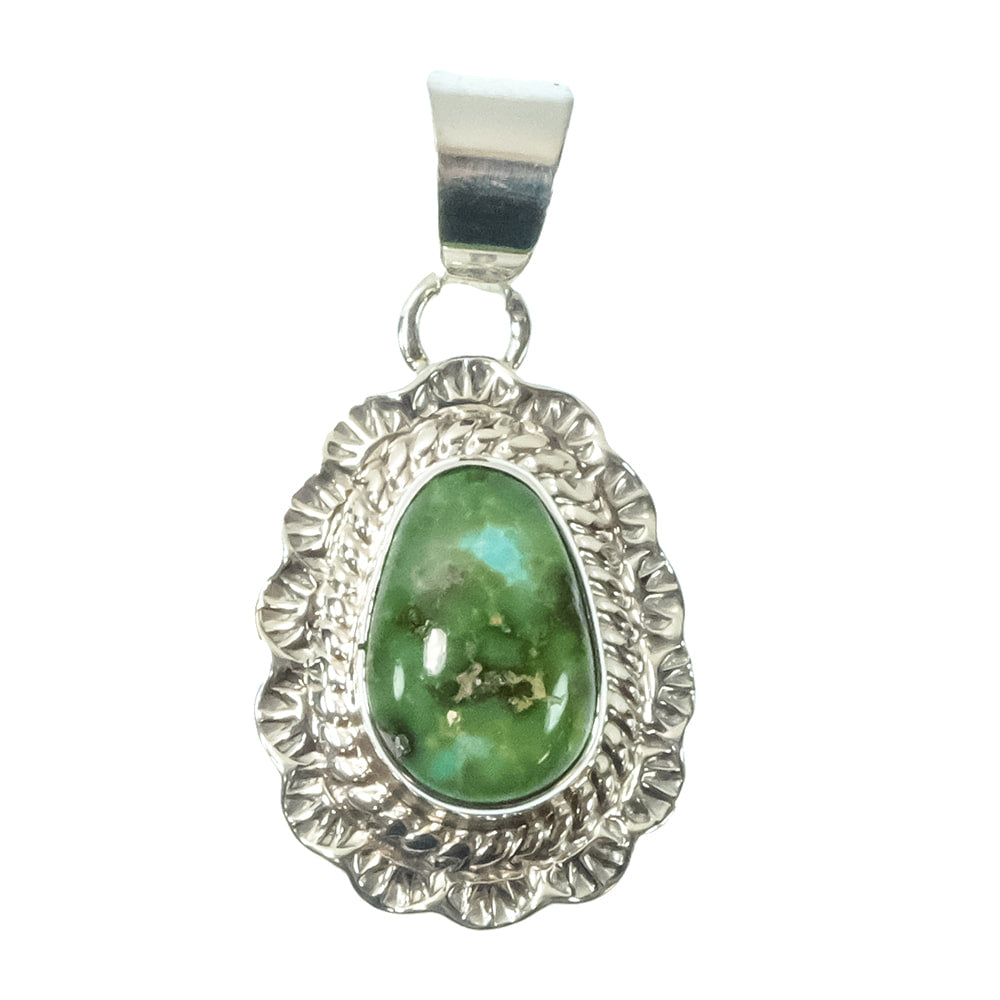 South Texas Tack Apparel Jewelry Gold Turquoise T.F. Native American Navajo Sterling Silver Sonora Gold Turquoise Pendant