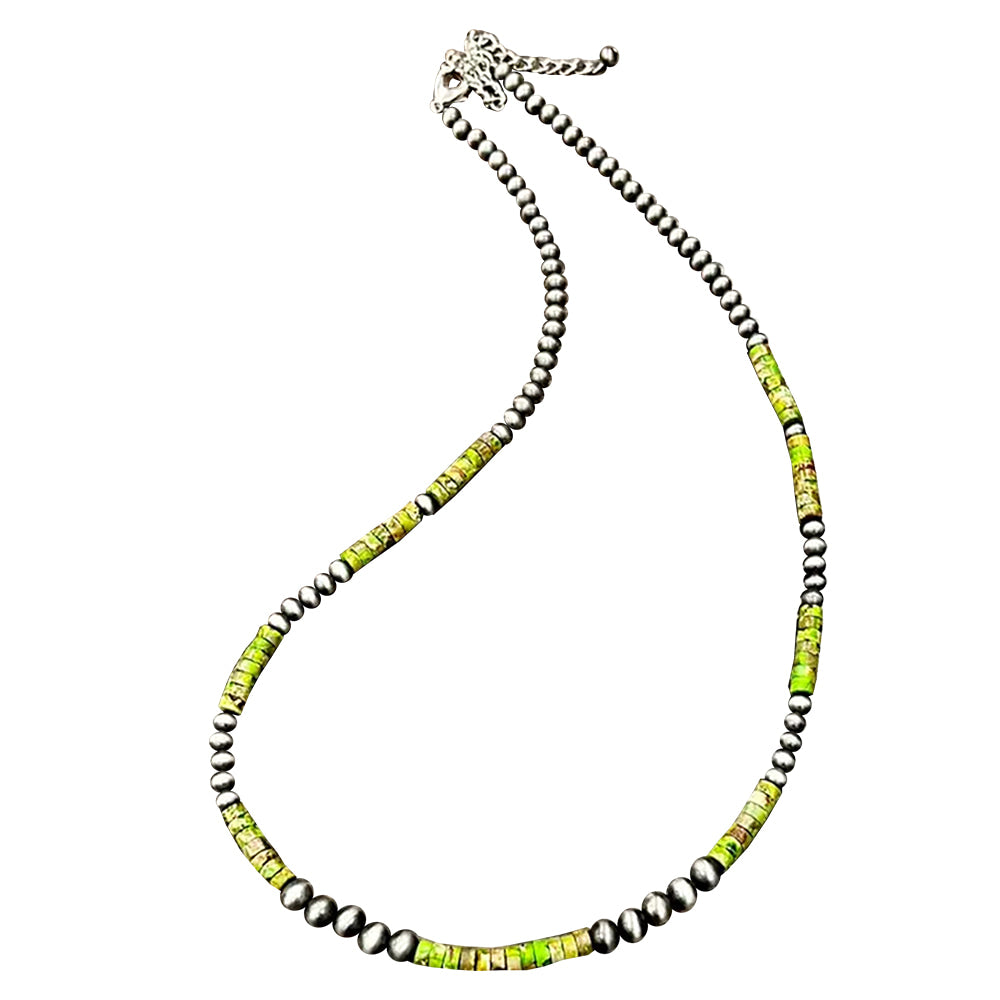 South Texas Tack Apparel Jewelry Green Gemstone and Faux Navajo Bead Necklace
