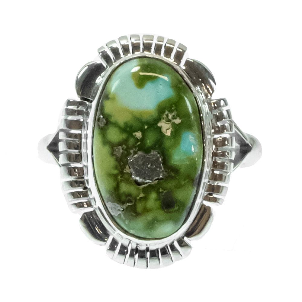 South Texas Tack Apparel Jewelry J.F. Native American Navajo Sterling Silver Sonora Gold Turquoise Ring Oval