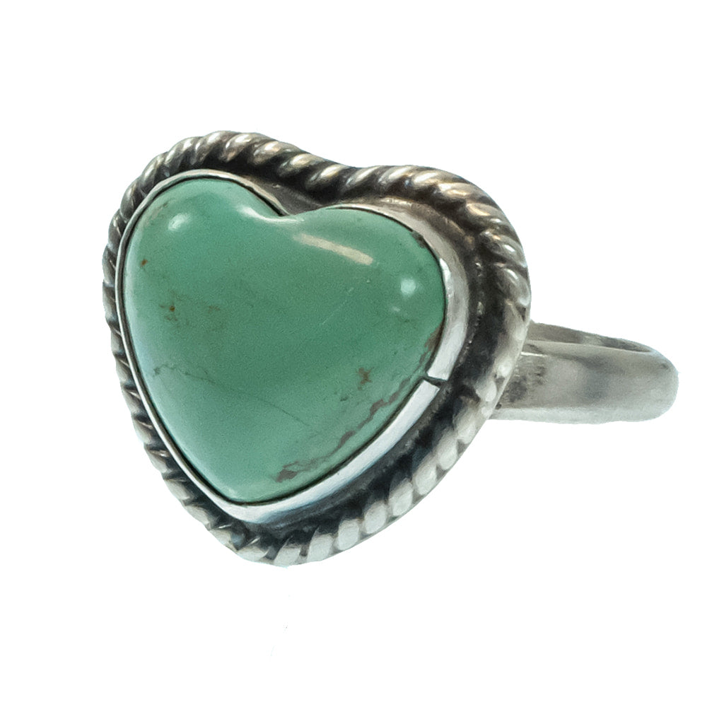 South Texas Tack Apparel Jewelry J. Native American Navajo Sterling Silver Turquoise Heart Ring