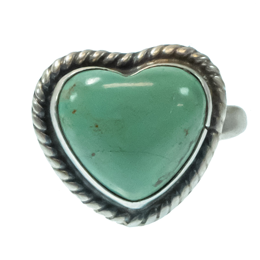 South Texas Tack Apparel Jewelry J. Native American Navajo Sterling Silver Turquoise Heart Ring