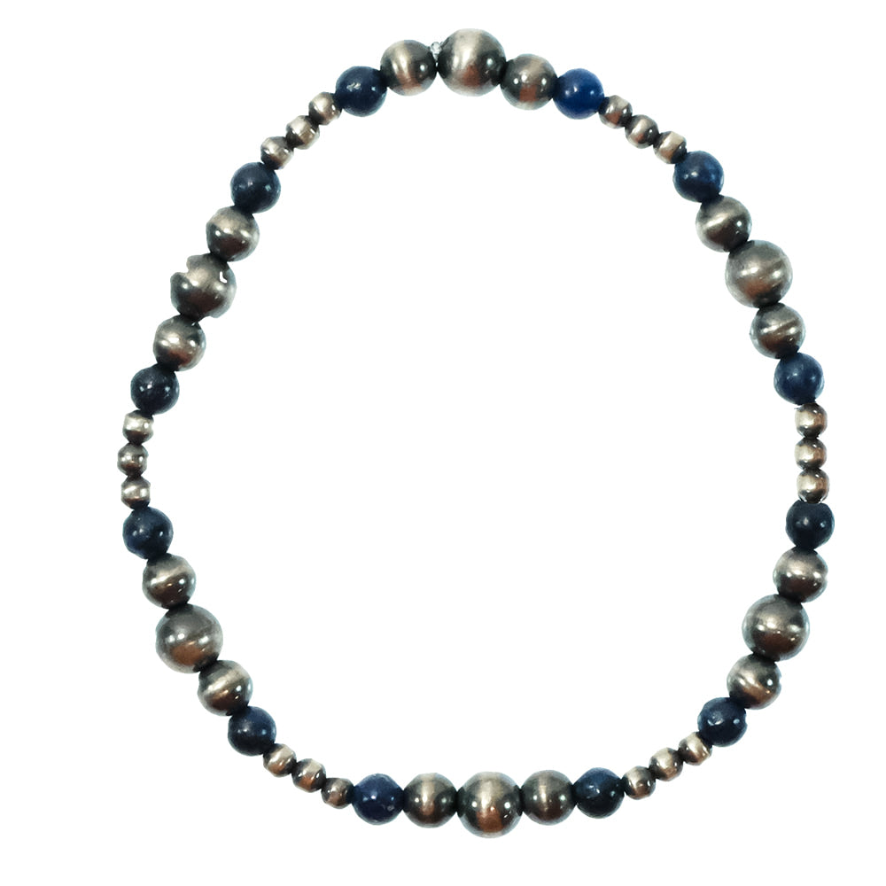 South Texas Tack Apparel Jewelry Lapis Oxidized Beads And Lapis Stretch Bracelet