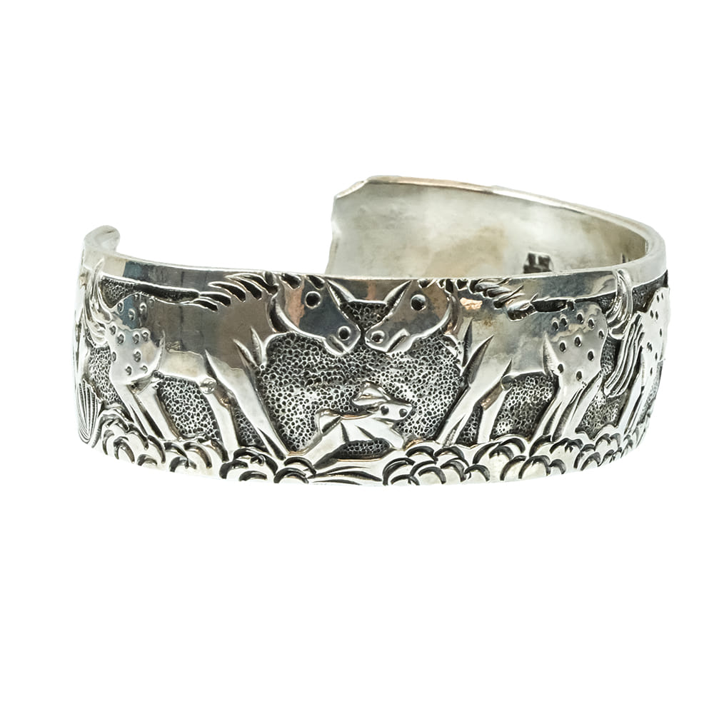 South Texas Tack Apparel Jewelry Lloyd Becenti Sterling Silver Navajo Horse Double Sided Cuff Bracelet