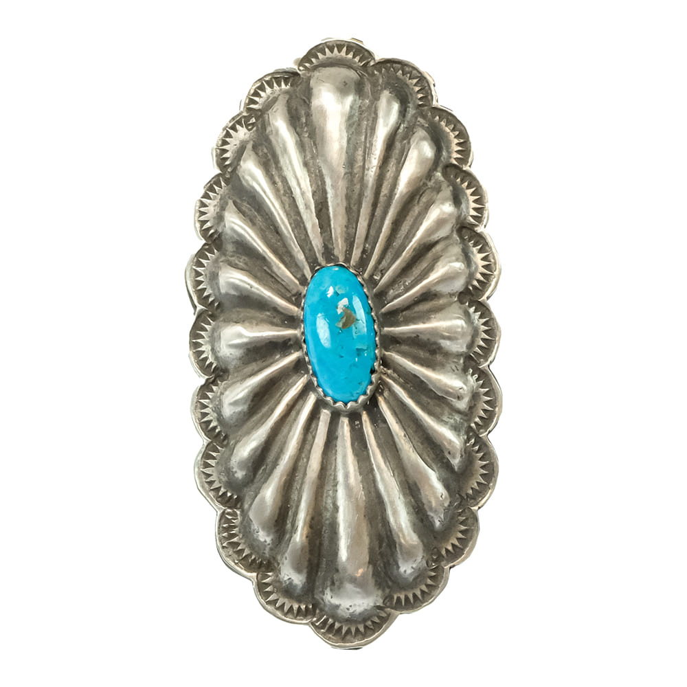 South Texas Tack Apparel Jewelry Mark RL Turquoise And Silver Concho Ring