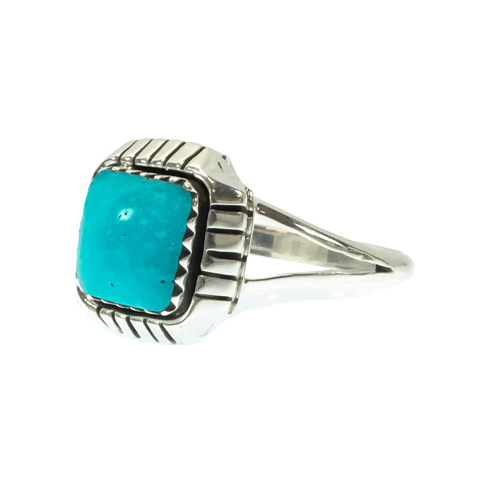 South Texas Tack Apparel Jewelry Native American Navajo Sterling Silver Turquoise Square Ring