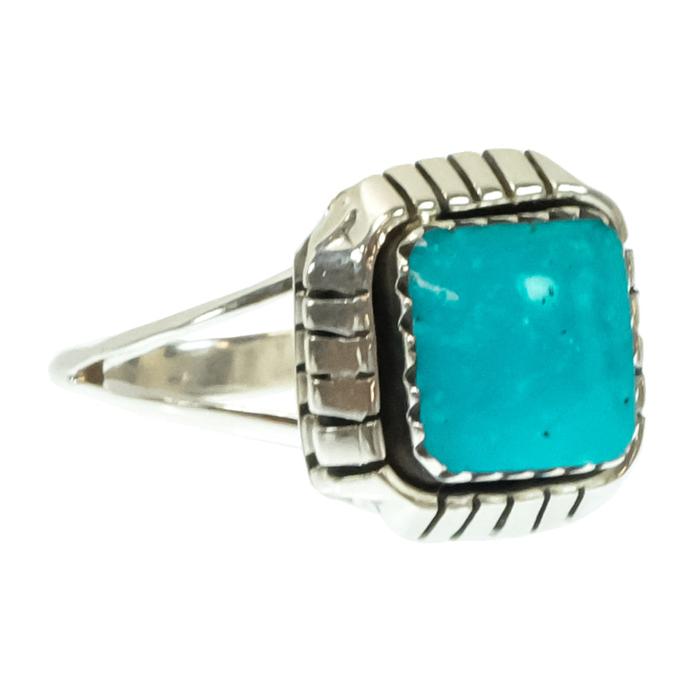 South Texas Tack Apparel Jewelry Native American Navajo Sterling Silver Turquoise Square Ring