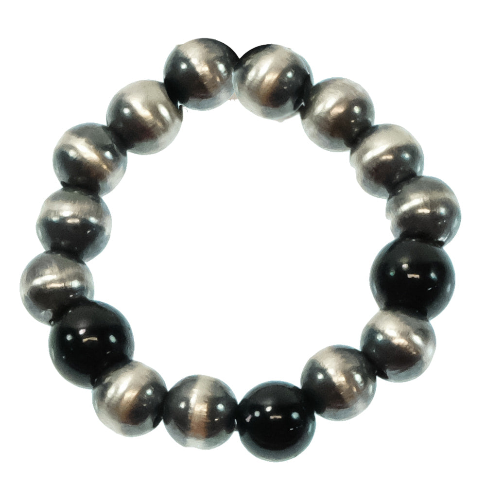 South Texas Tack Apparel Jewelry Onyx And Oxidized Bead Stacker Ring