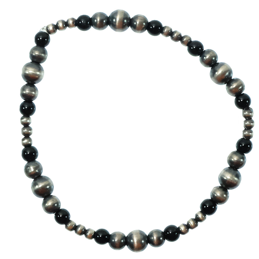South Texas Tack Apparel Jewelry Onyx Onyx Bead And Oxidized Beads Stretch Bracelet