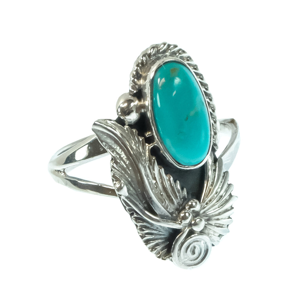 South Texas Tack Apparel Jewelry Robert Martinez Turquoise Oval Native American Navajo Sterling Silver Ring