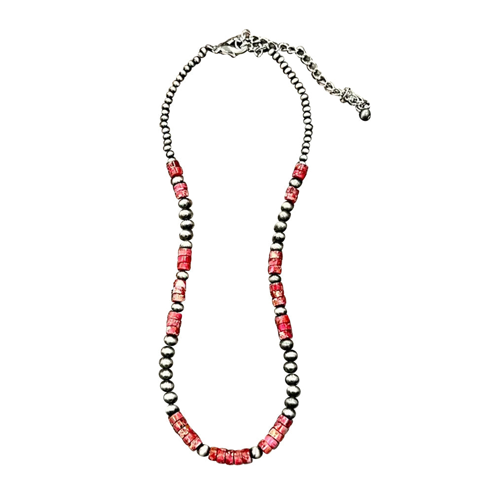 South Texas Tack Apparel Jewelry Rondelle Gemstone and Faux Navajo Bead Necklace