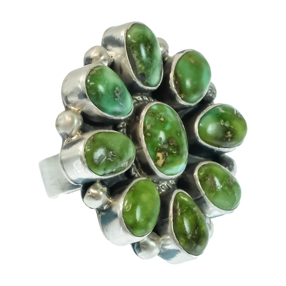 South Texas Tack Apparel Jewelry S.H. Native American Navajo Sterling Silver Sonora Gold Turquoise Ring