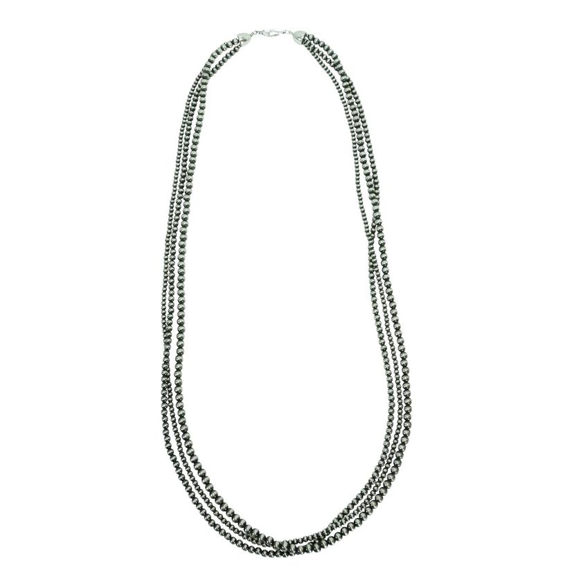 South Texas Tack Apparel Jewelry Silver / OSFA Navajo Pearl Three Strand Necklace - 4mm, 5mm, 6mm x 38inch