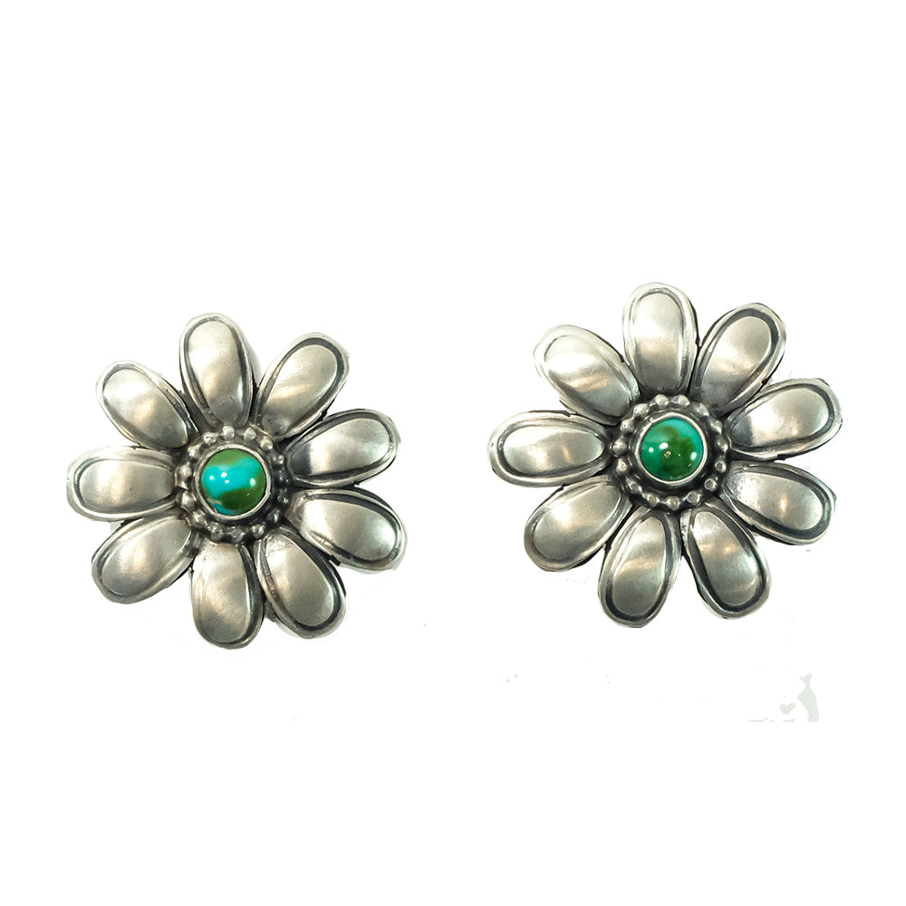 South Texas Tack Apparel Jewelry Silver Paul Livingston Turquoise Stone Sterling Silver Earrings