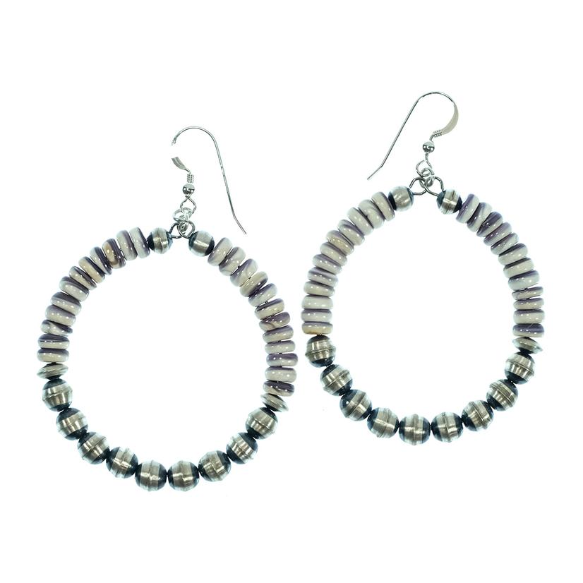 South Texas Tack Apparel Jewelry Silver South Texas Tack Oyster And Oxidized Purple White Bead Loop Women's Earrings