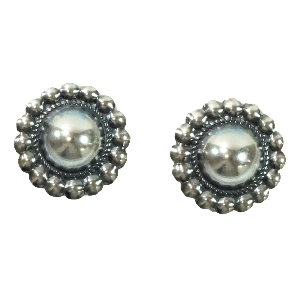 South Texas Tack Apparel Jewelry Silver South Texas Tack Silver Stud With Dot Border Earrings