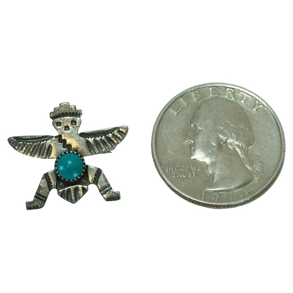 South Texas Tack Apparel Jewelry Silver/Turquoise Vintage Turquoise and Silver Zuni Knife Wing Pin