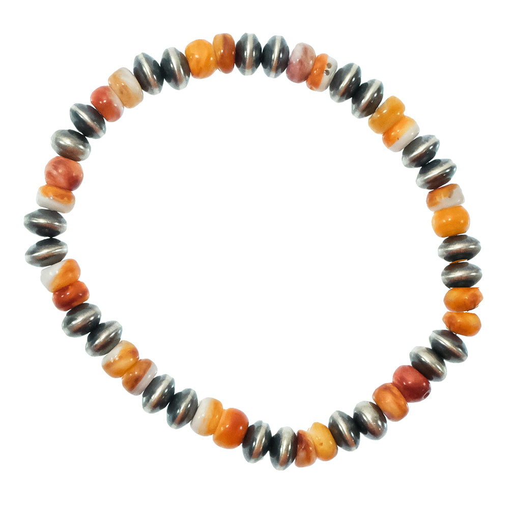 South Texas Tack Apparel Jewelry Spiny Oyster Spiny Oyster And Oxidized Bead Stretch Bracelet