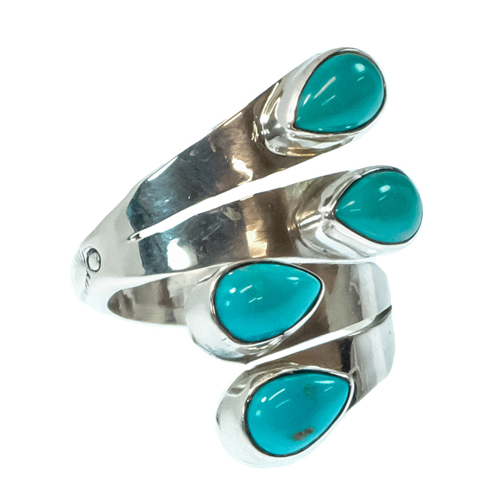 South Texas Tack Apparel Jewelry Thomas Yazzie Native American Navajo Sterling Silver Turquoise Bypass Ring