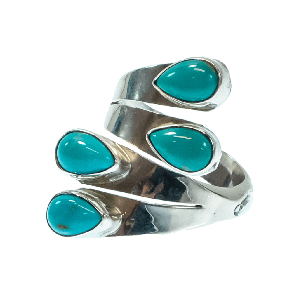 South Texas Tack Apparel Jewelry Thomas Yazzie Native American Navajo Sterling Silver Turquoise Bypass Ring