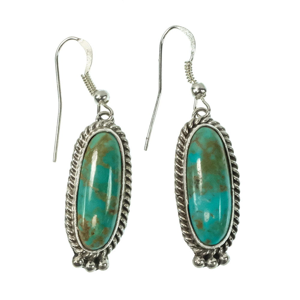 South Texas Tack Apparel Jewelry Trish Largo Native American Navajo Sterling Silver Kingman Turquoise Earrings
