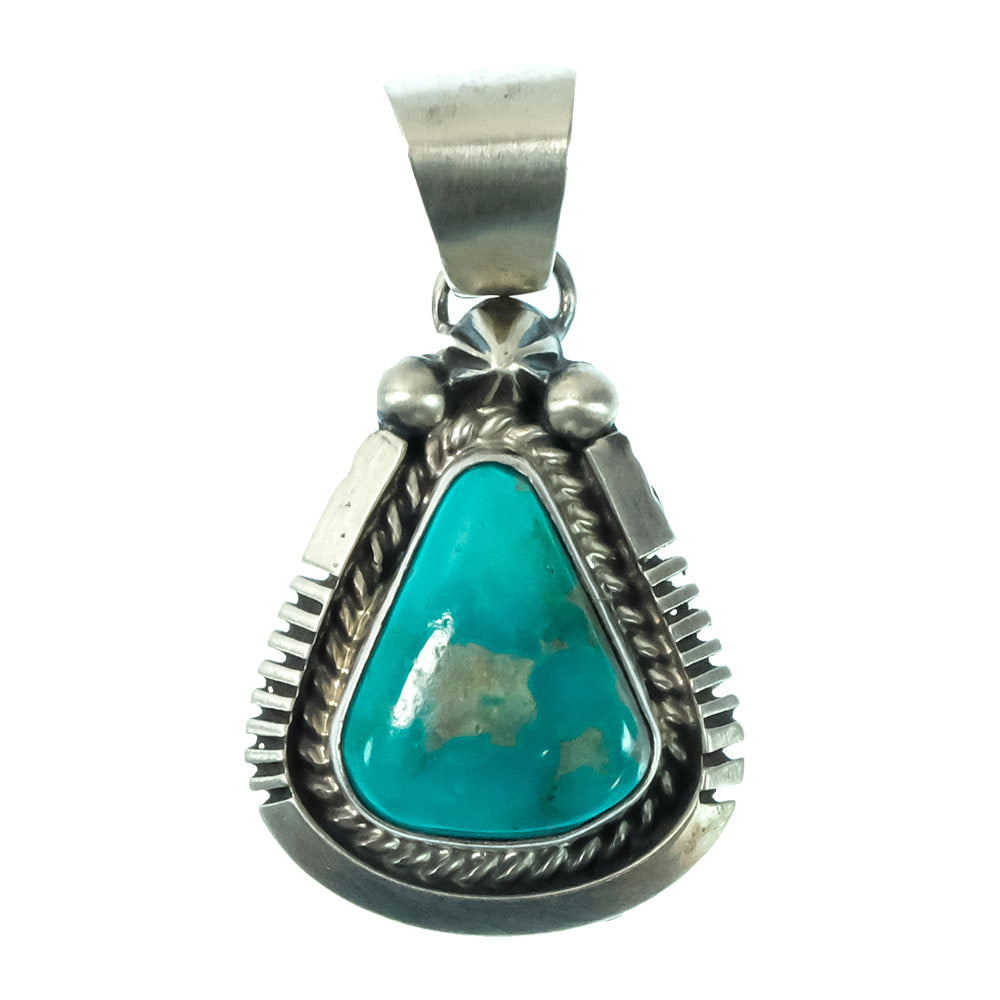 South Texas Tack Apparel Jewelry Turquoise Donovan Skeet Kingman Turquoise Native American Navajo Sterling Silver Pendant
