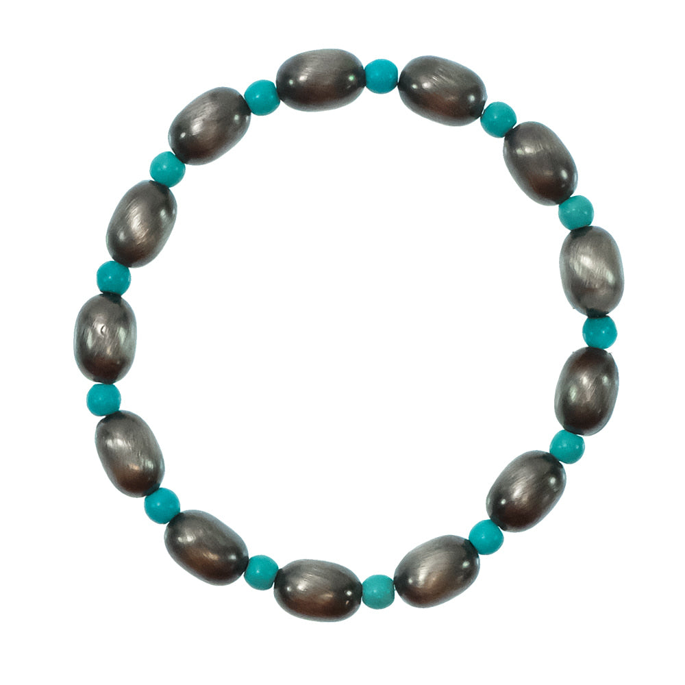 South Texas Tack Apparel Jewelry Turquoise Faux Navajo Pearl and Turquoise Stretch Bracelet