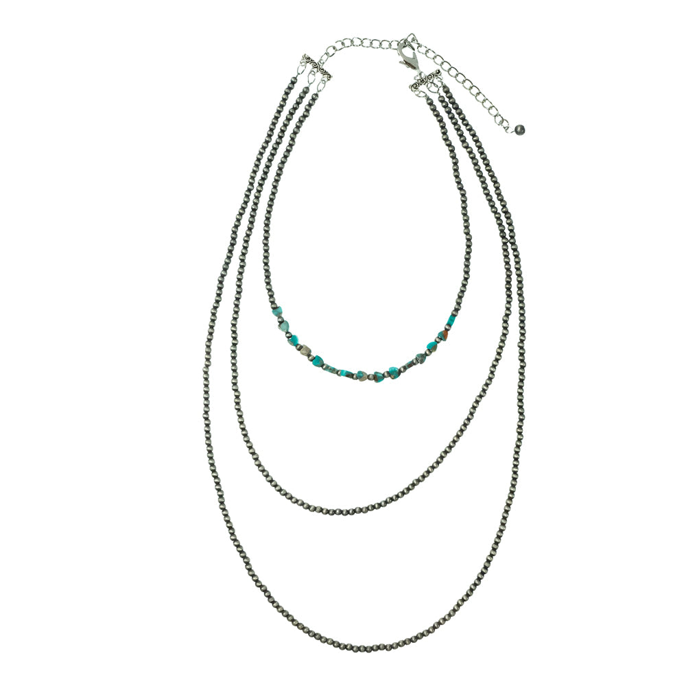 South Texas Tack Apparel Jewelry Turquoise Faux Navajo Pearl Necklace Layered