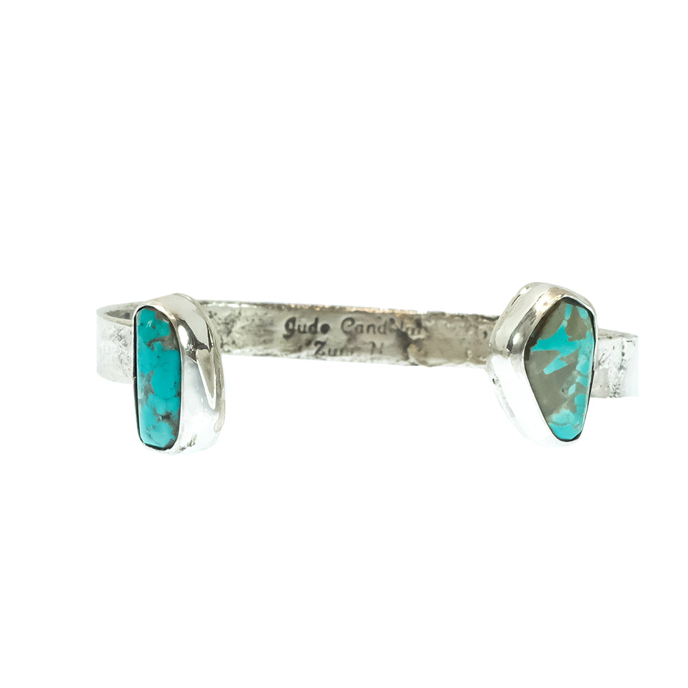 South Texas Tack Apparel Jewelry Turquoise Jude Candelaria Native American Navajo Zuni Sterling Silver Turquoise Cuff