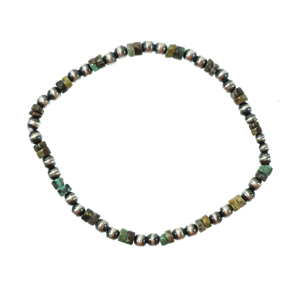 South Texas Tack Apparel Jewelry Turquoise Oxidized Bead And Turquoise Stretch Bracelet