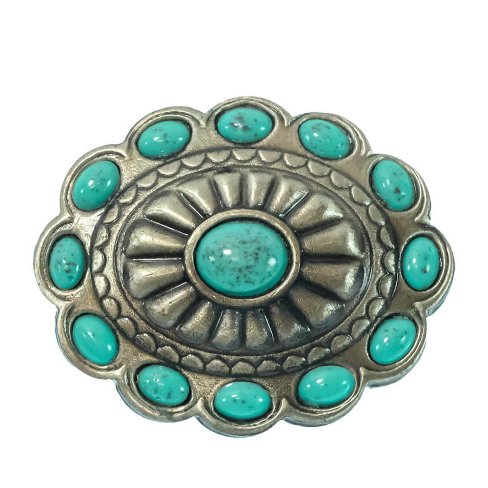 South Texas Tack Apparel Jewelry Turquoise/Silver Concho Silver and Turqouise Pin