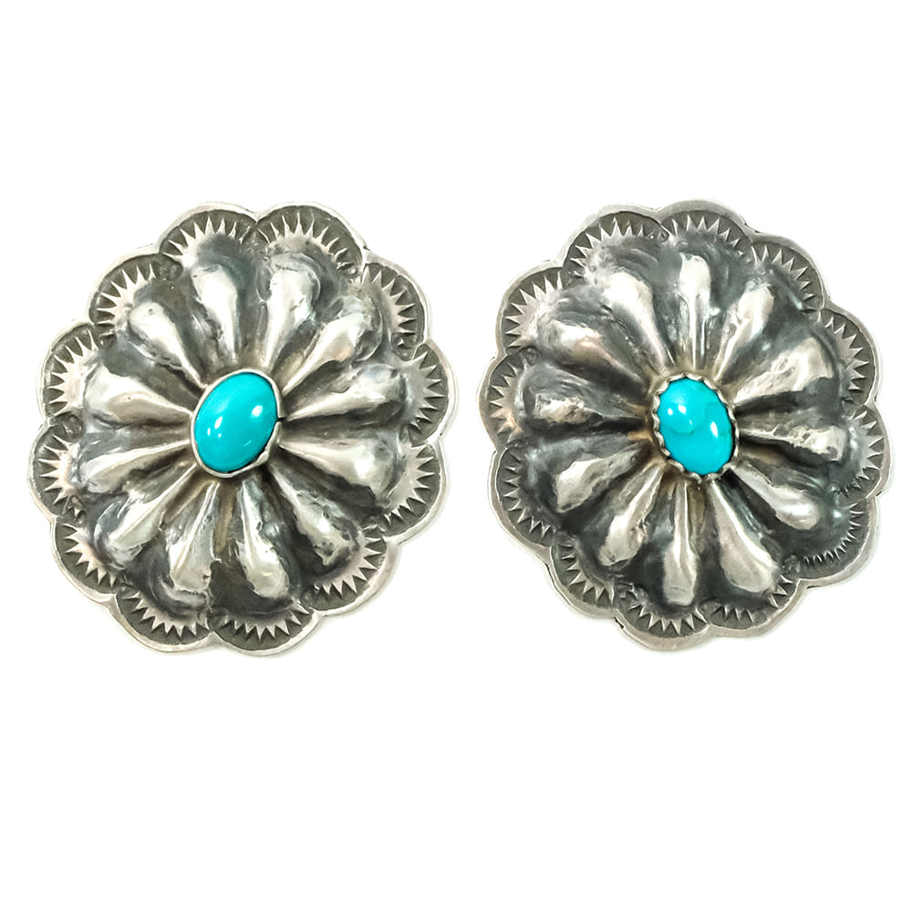 South Texas Tack Apparel Jewelry Turquoise Silver Concho With Turquoise