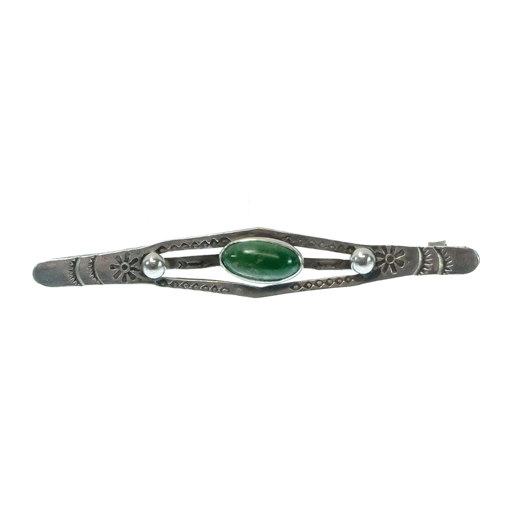 South Texas Tack Apparel Jewelry Turquoise/Silver Sterling Silver Bar Pin With A Turquoise Stone