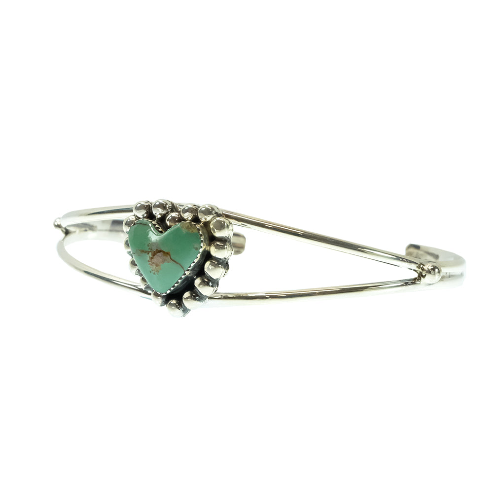 South Texas Tack Apparel Jewelry Turquoise Sonyei Coho Native American Navajo Sterling Silver Turquoise Heart Cuff Bracelet