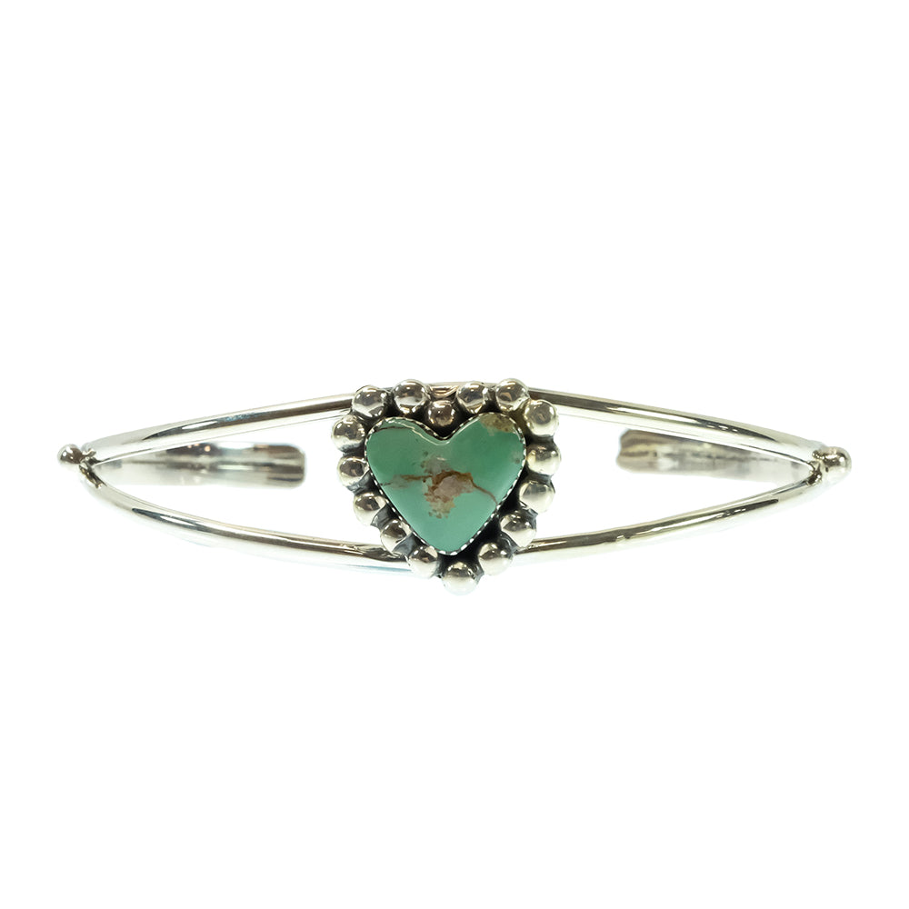 South Texas Tack Apparel Jewelry Turquoise Sonyei Coho Native American Navajo Sterling Silver Turquoise Heart Cuff Bracelet
