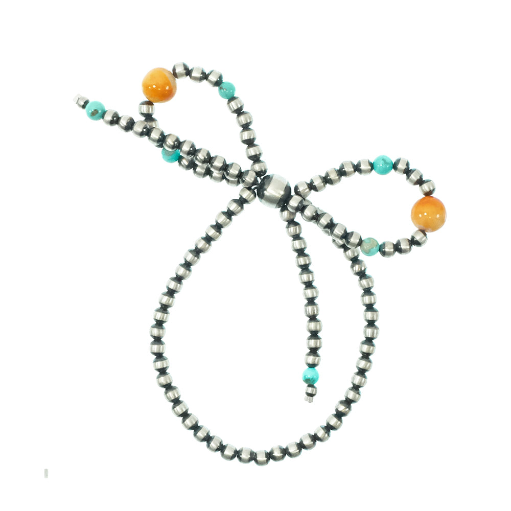 South Texas Tack Apparel Jewelry Turquoise/Spiny Oyster Oxidized Bead Bow Bracelet With Turquoise And Spiny Oyster