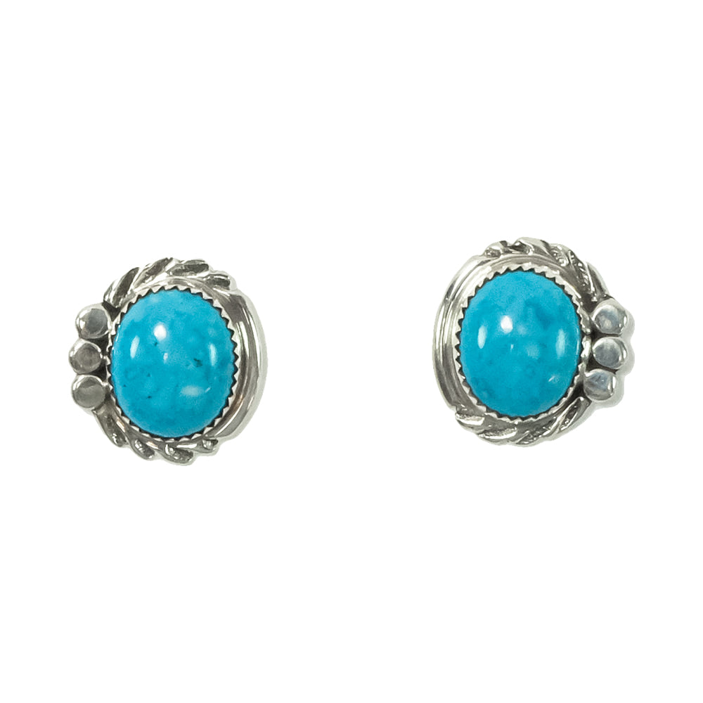 South Texas Tack Apparel Jewelry Turquoise Stone Sodalite Center Silver Stud Earrings