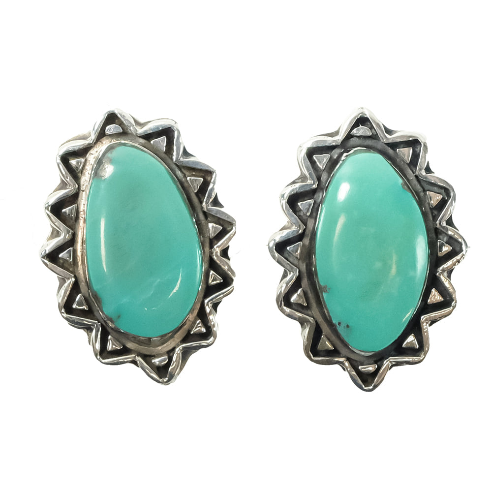 South Texas Tack Apparel Jewelry Turquoise Suzanna Johnson Native American Navajo Sterling Silver Turquoise Post Earrings
