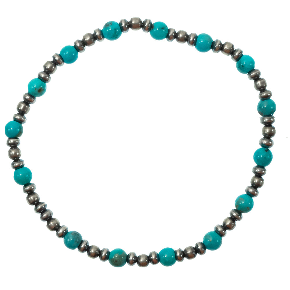 South Texas Tack Apparel Jewelry Turquoise Turquoise And Oxidized Stretch Bead Bracelet