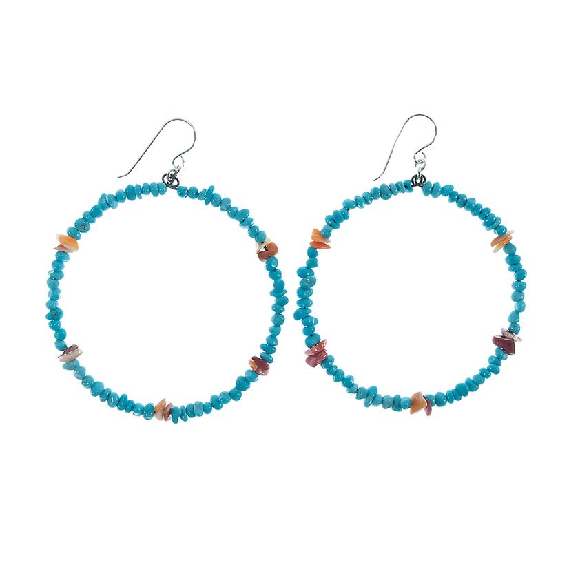 South Texas Tack Apparel Jewelry Turquoise Turquoise and Spiny Oyster Hoop Earrings