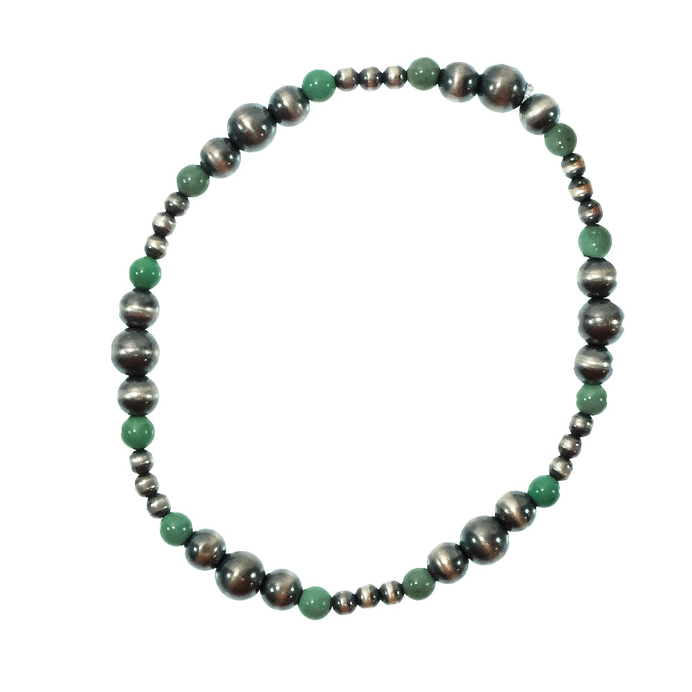 South Texas Tack Apparel Jewelry Turquoise Turquoise Bead and Oxidized Stretch Bracelet