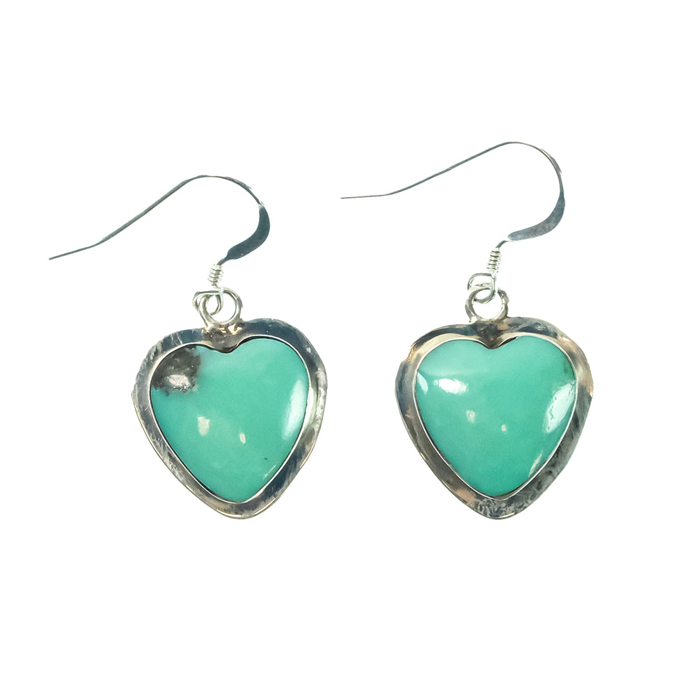 South Texas Tack Apparel Jewelry Turquoise Turquoise Heart And Sterling Silver Dangling Earrings