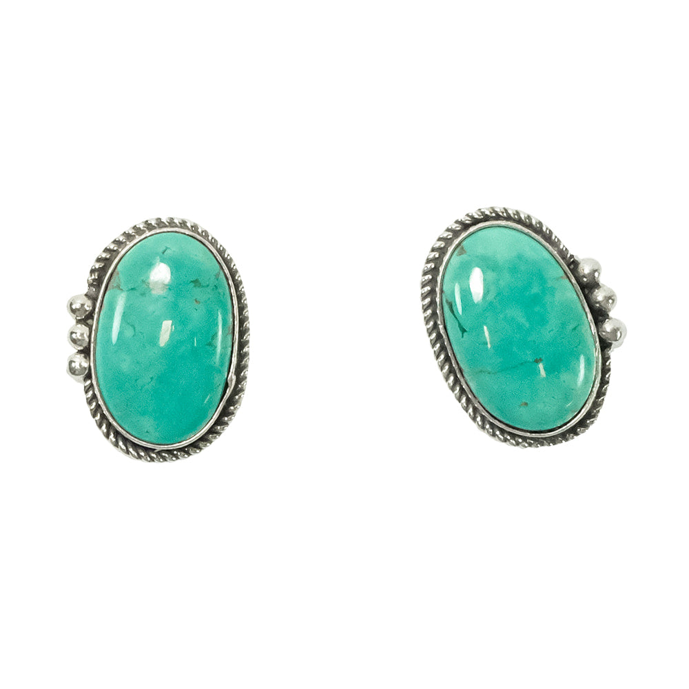 South Texas Tack Apparel Jewelry Turquoise Turquoise Oval Stud Earrings with 3 Silver Dots