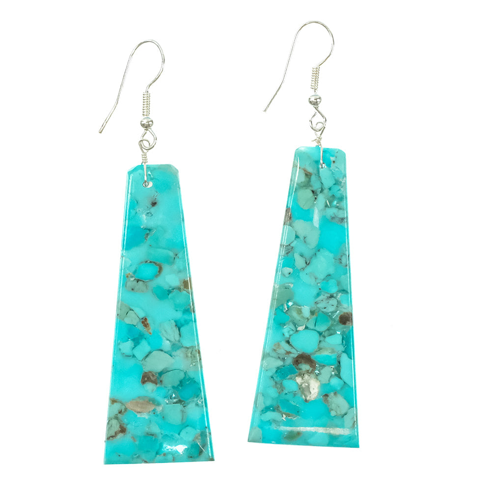 South Texas Tack Apparel Jewelry Turquoise Turquoise Slab Dangle Earrings